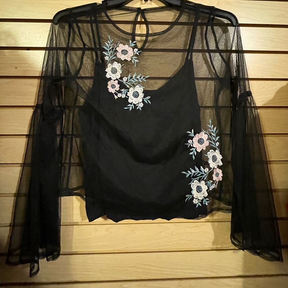 Hollister Flower Embroidered Double Shirt